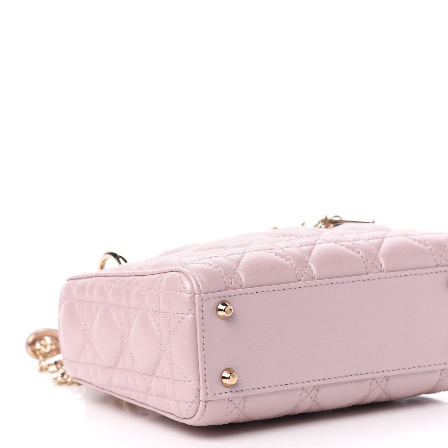 Metallic Lambskin Cannage Mini Lady Dior Lotus