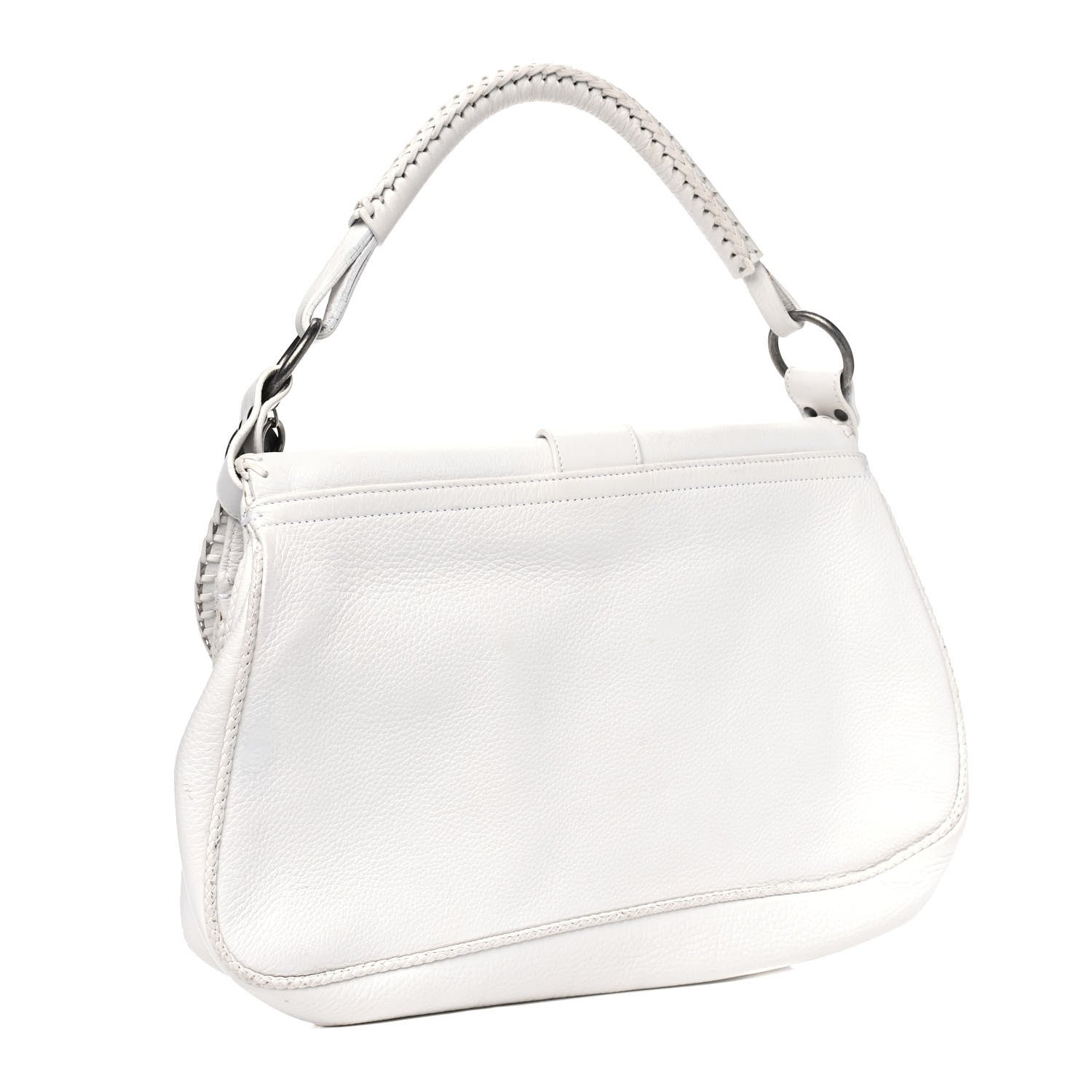 Christian Dior Calfskin Whipstitch Gaucho Double Saddle Bag White 2 of 16