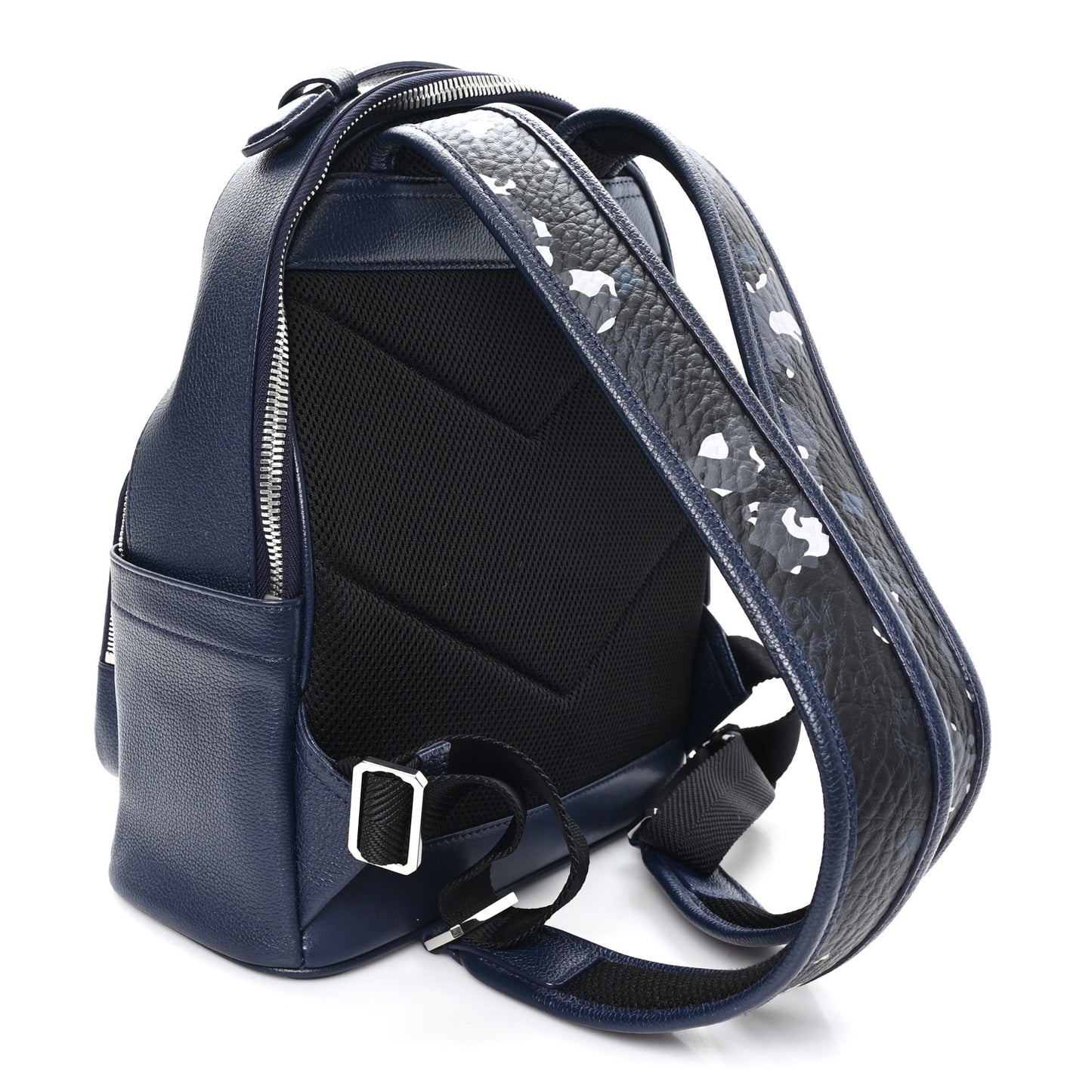 Calfskin Visetos Floral Leopard Klassik Small Stark Backpack Blue Black