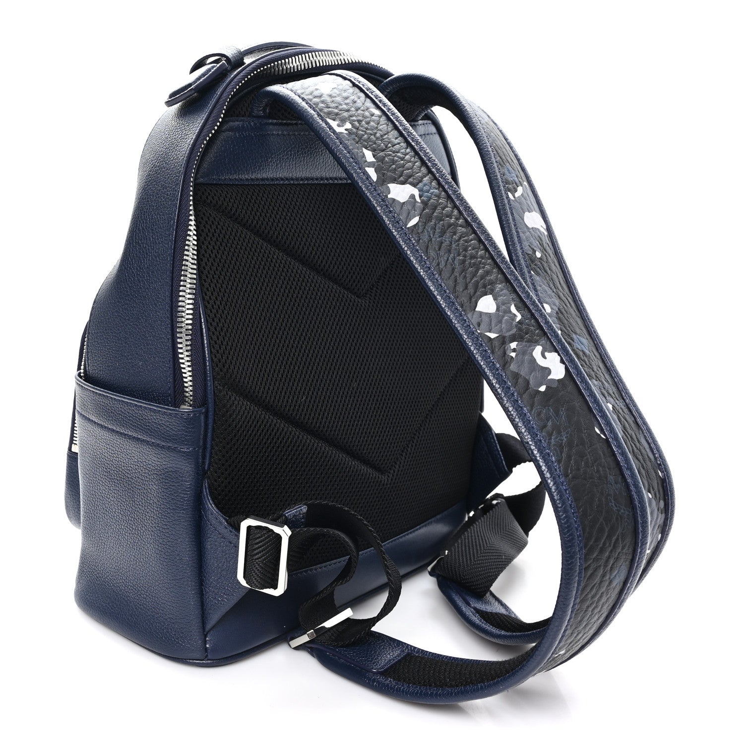 MCM Calfskin Visetos Floral Leopard Klassik Small Stark Backpack Blue Black 3 of 10