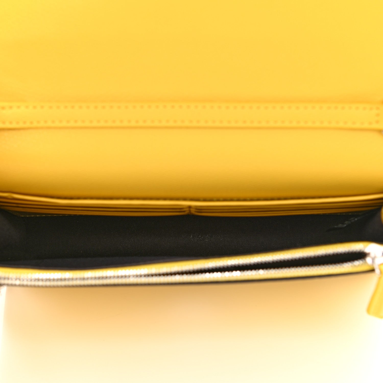 Fendi Vitello Cruise F is Fendi Bi-Color FF 1974 Embossed Medium Envelope Wallet On Chain Maya Black Sunflower 5 of 9
