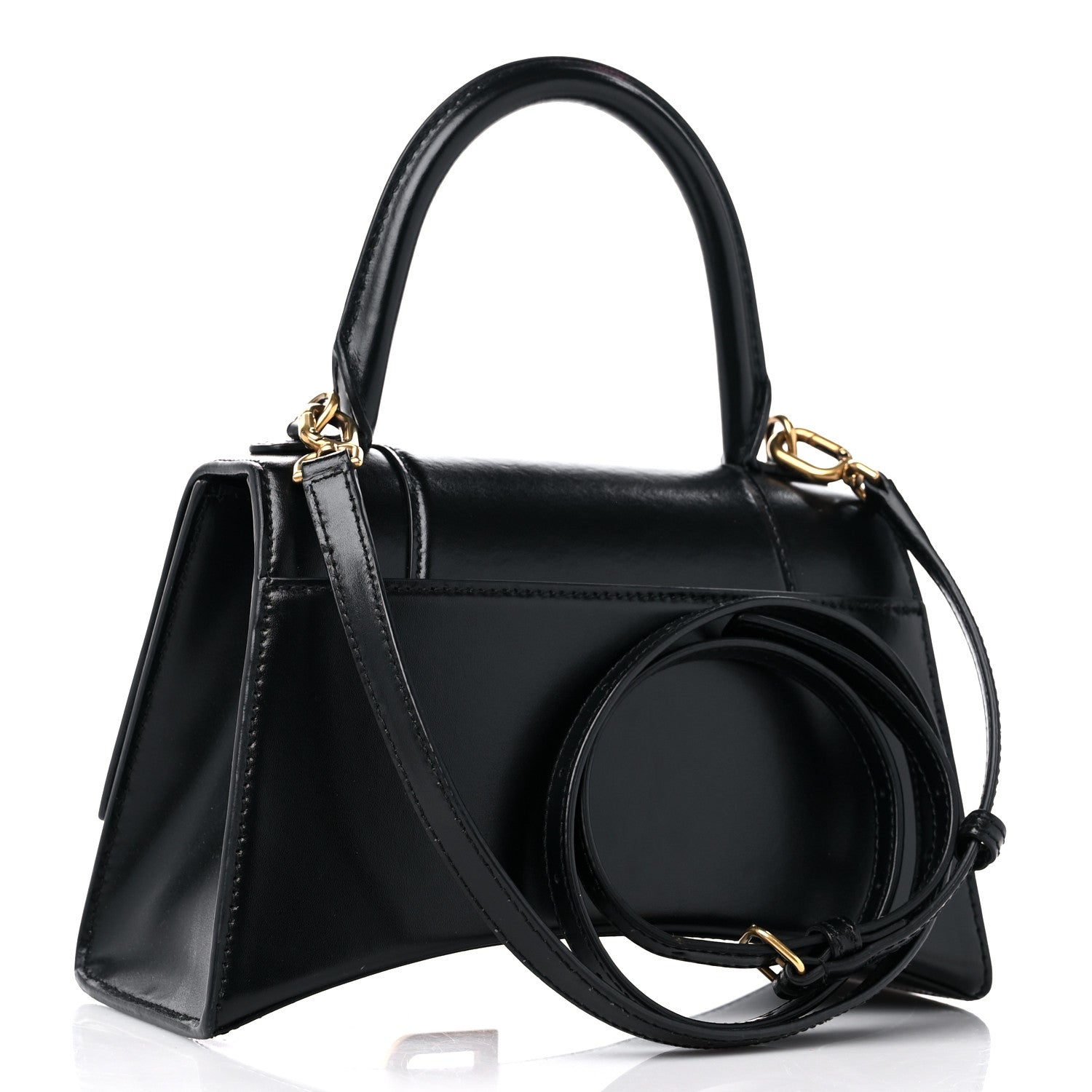 Balenciaga Shiny Box Calfskin Small Hourglass Top Handle Bag Black 3 of 14