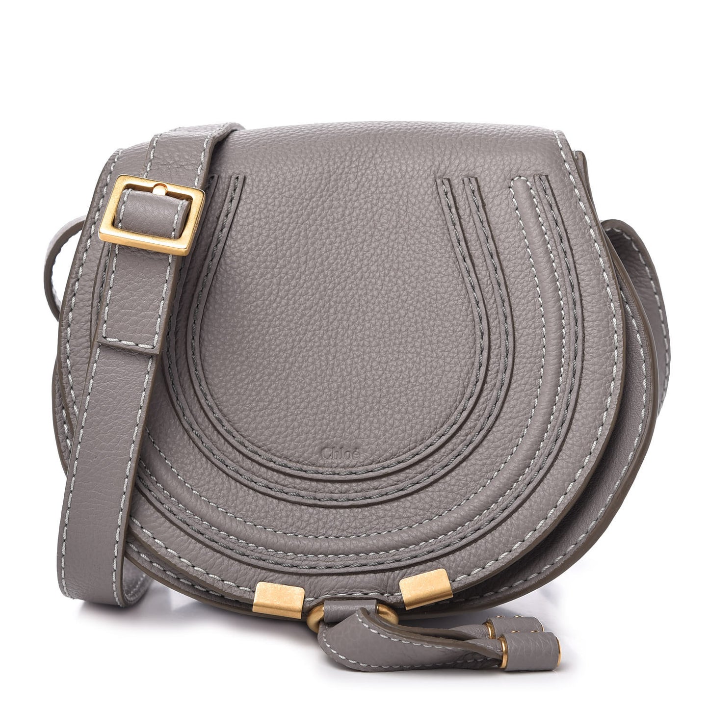 Calfskin Mini Marcie Round Crossbody Bag Cashmere Grey