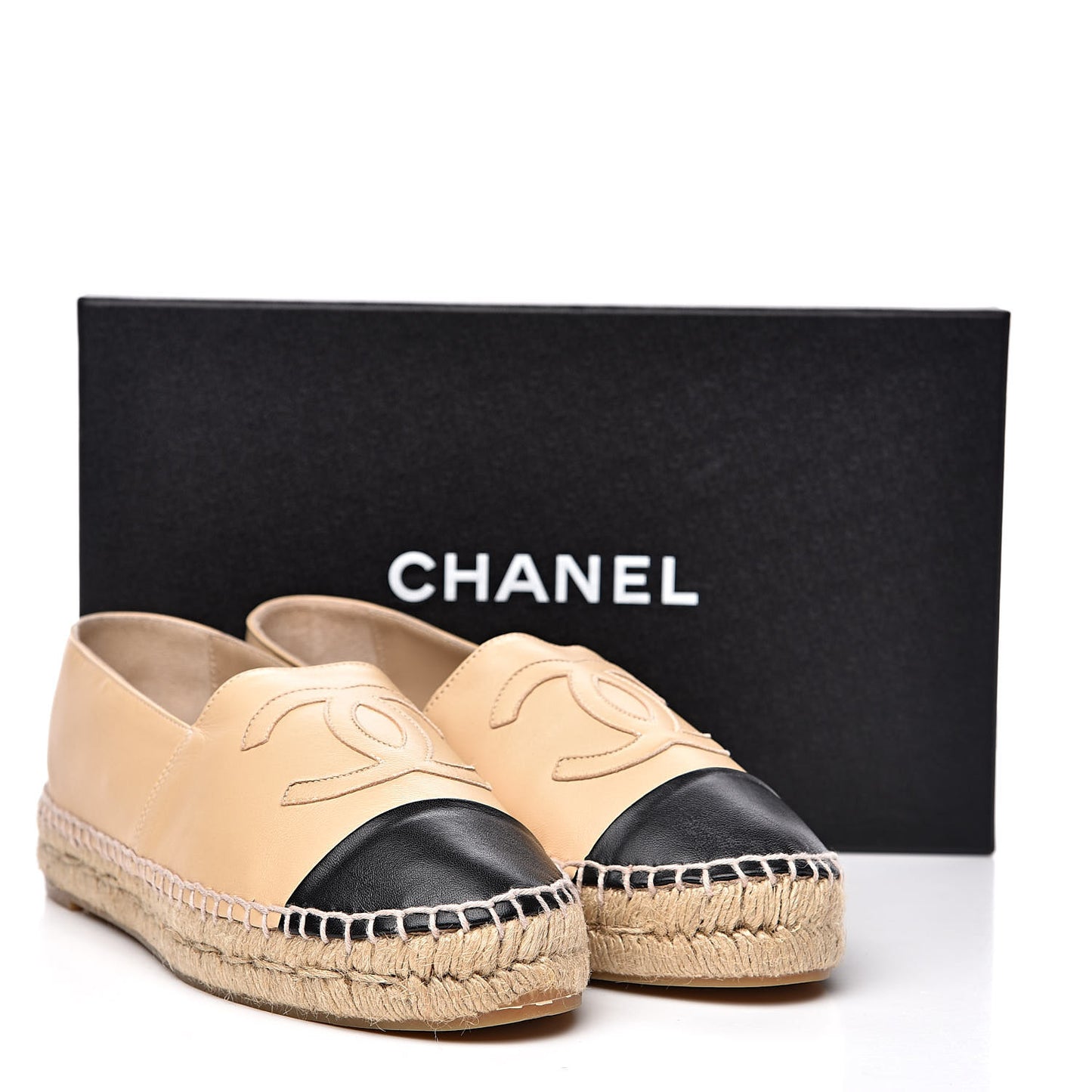Lambskin CC Espadrilles 38 Beige Black