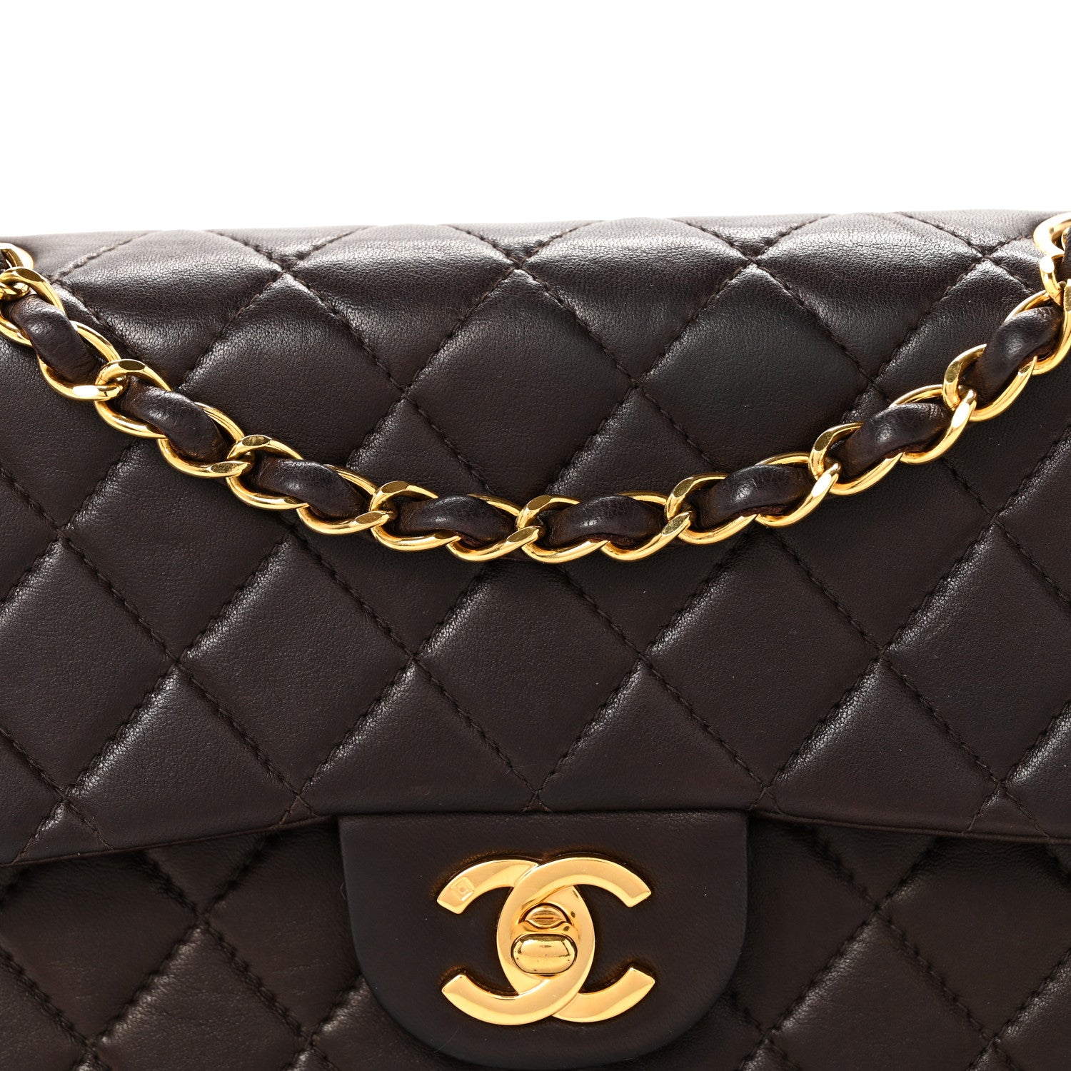 Chanel Lambskin Quilted Small Double Flap Dark Brown 8 of 10