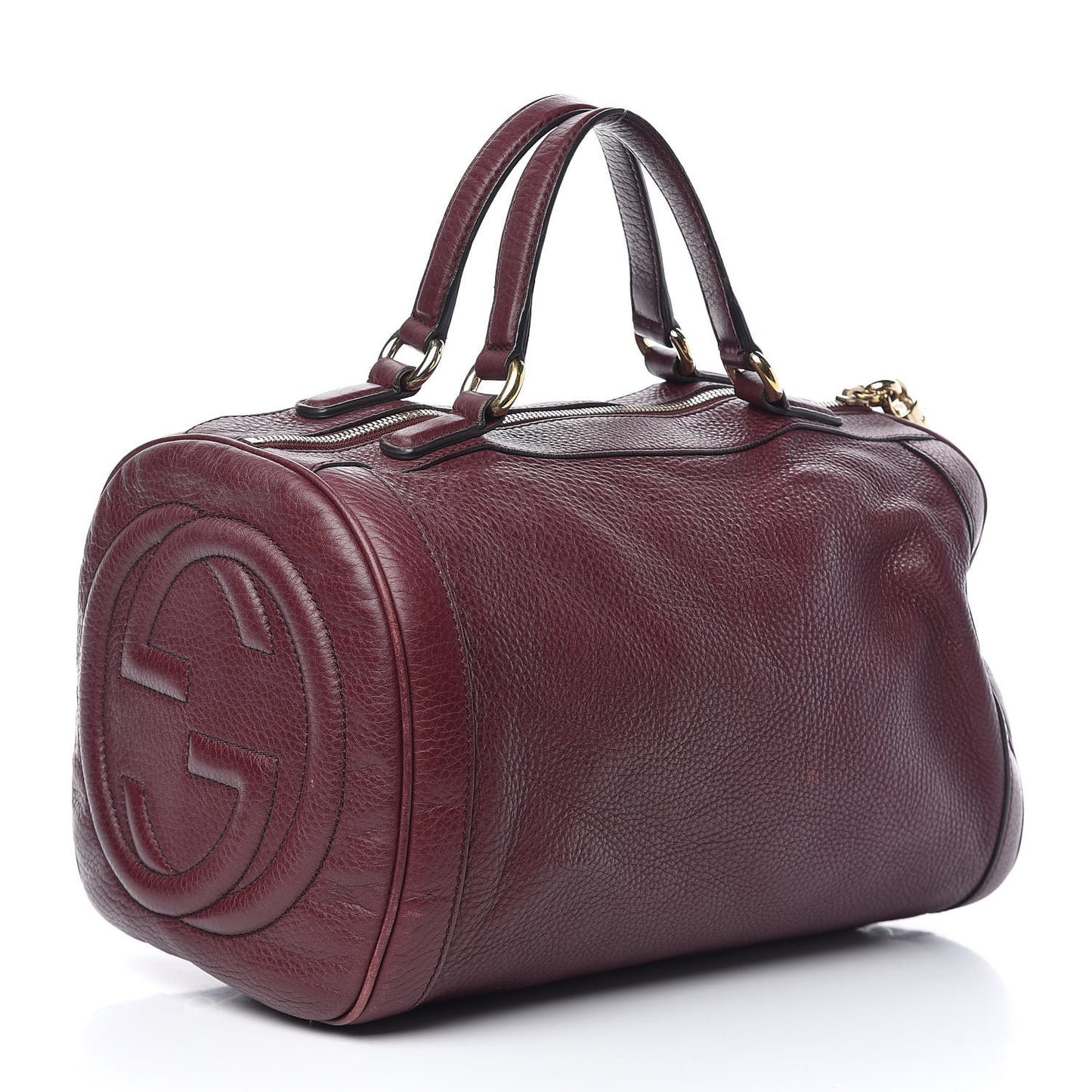 Pebbled Calfskin Medium Soho Boston Burgundy