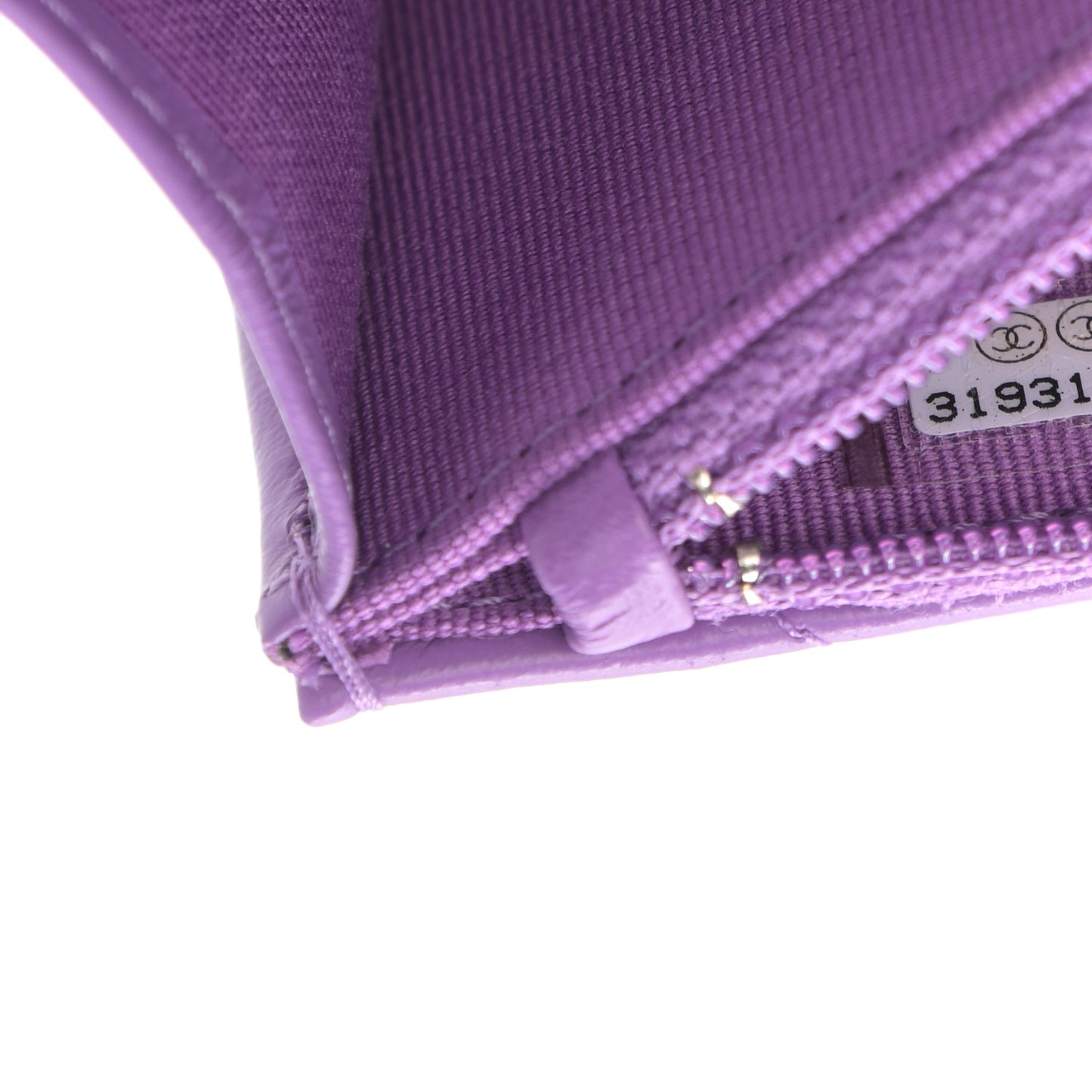 Lambskin Enamel Quilted Pending CC Clutch With Chain Purple
