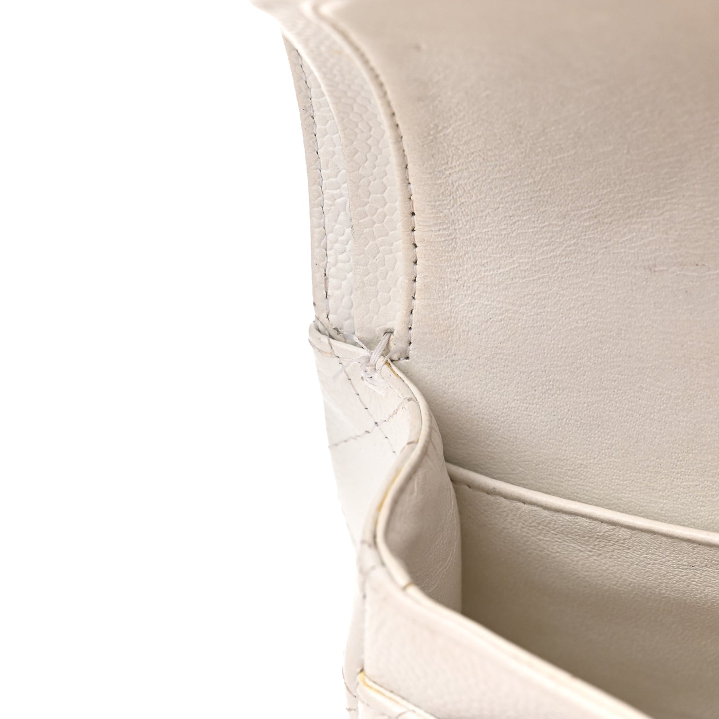 Caviar Quilted Medium Double Flap Bijoux Chain White