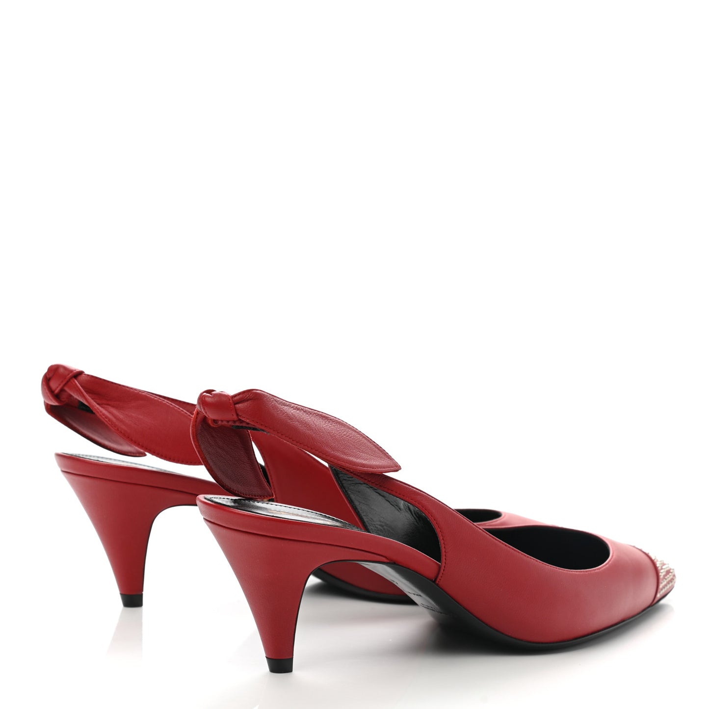 Calfskin Studded Charlotte 55 Slingback Pumps 40 Red