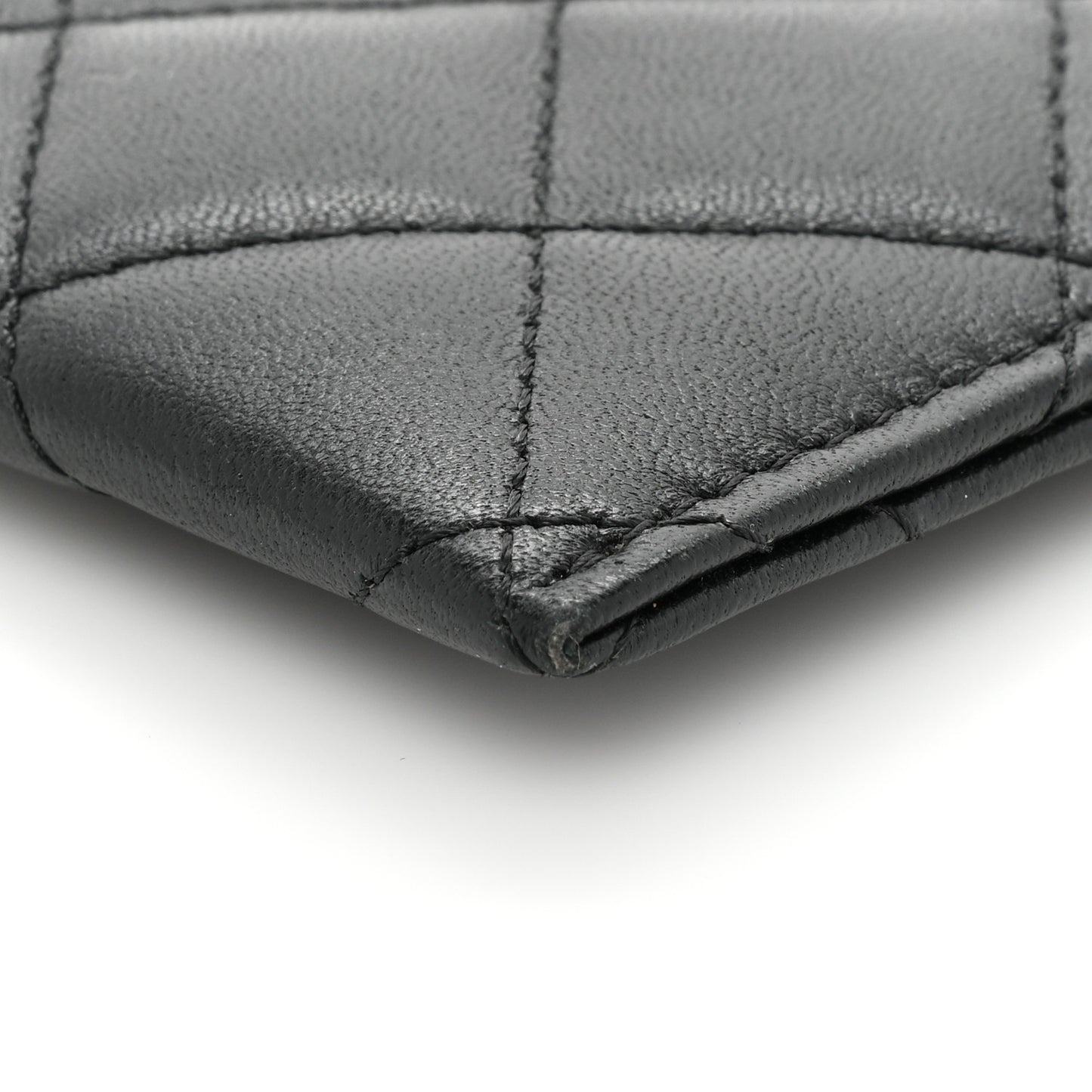 Lambskin Quilted Card Holder Black