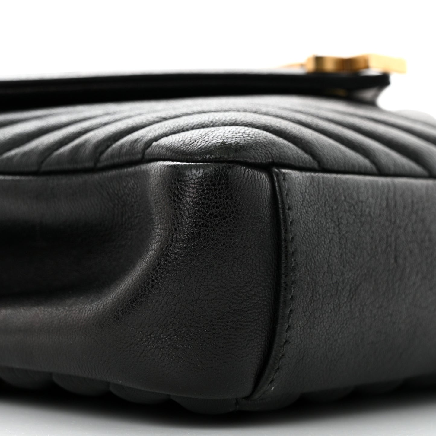 Sheepskin Matelasse Chevron Monogram Medium College Bag Black