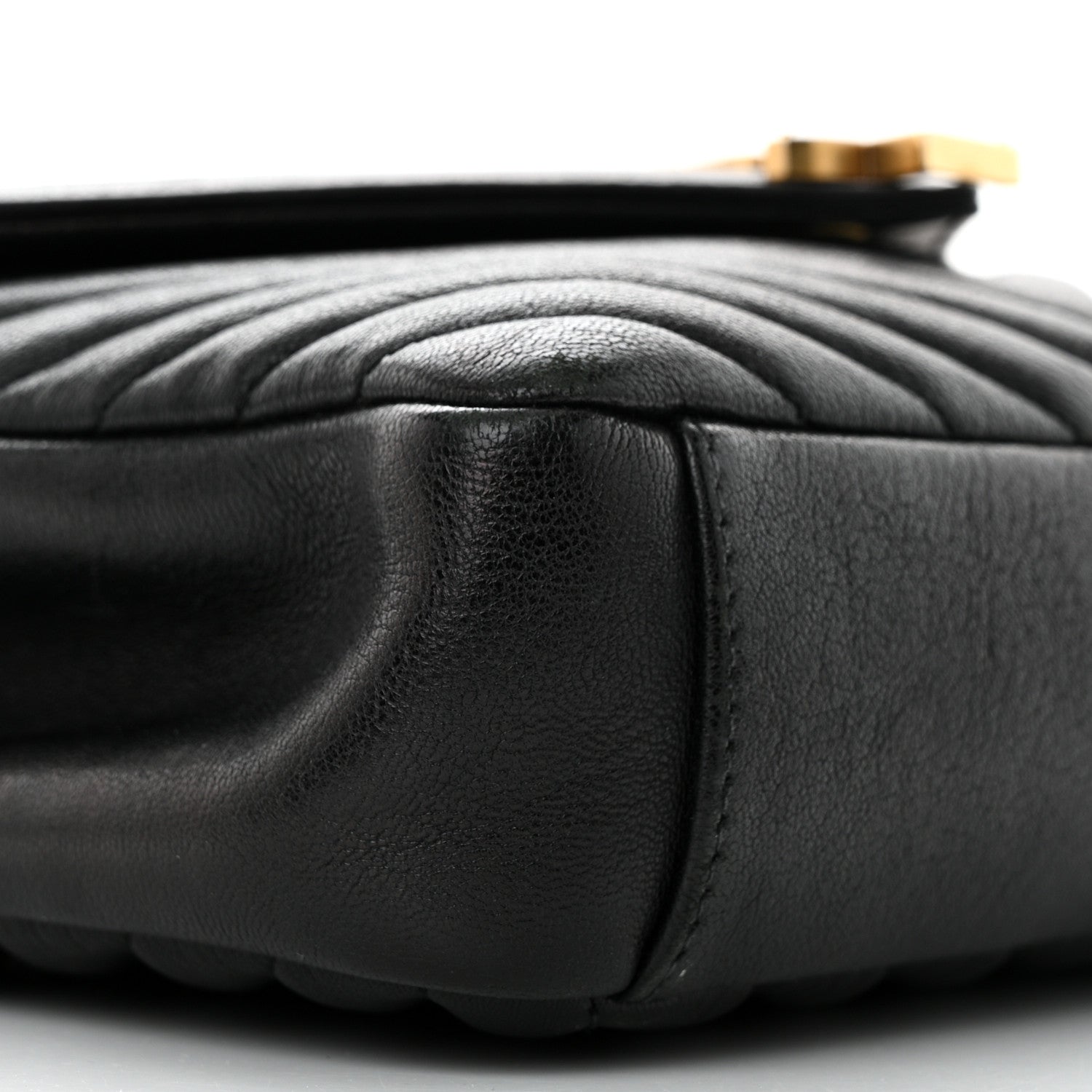 Saint Laurent Sheepskin Matelasse Chevron Monogram Medium College Bag Black 11 of 12