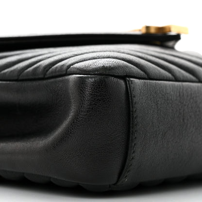 Saint Laurent Sheepskin Matelasse Chevron Monogram Medium College Bag Black 11 of 12