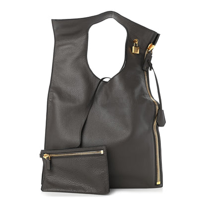 Tom Ford Calfskin Large Alix Padlock Zip Shoulder Bag Graphite 1 of 12