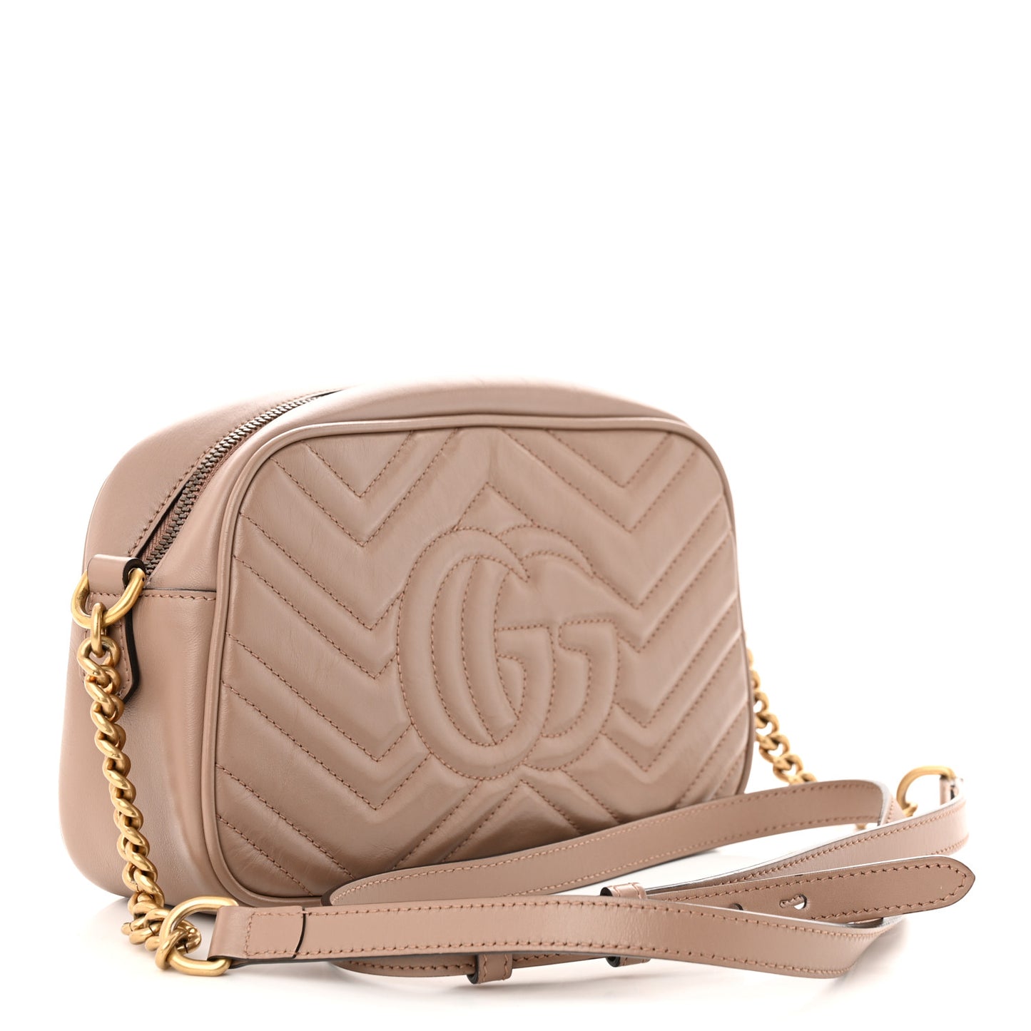Calfskin Matelasse Small GG Marmont Chain Shoulder Bag Porcelain Rose