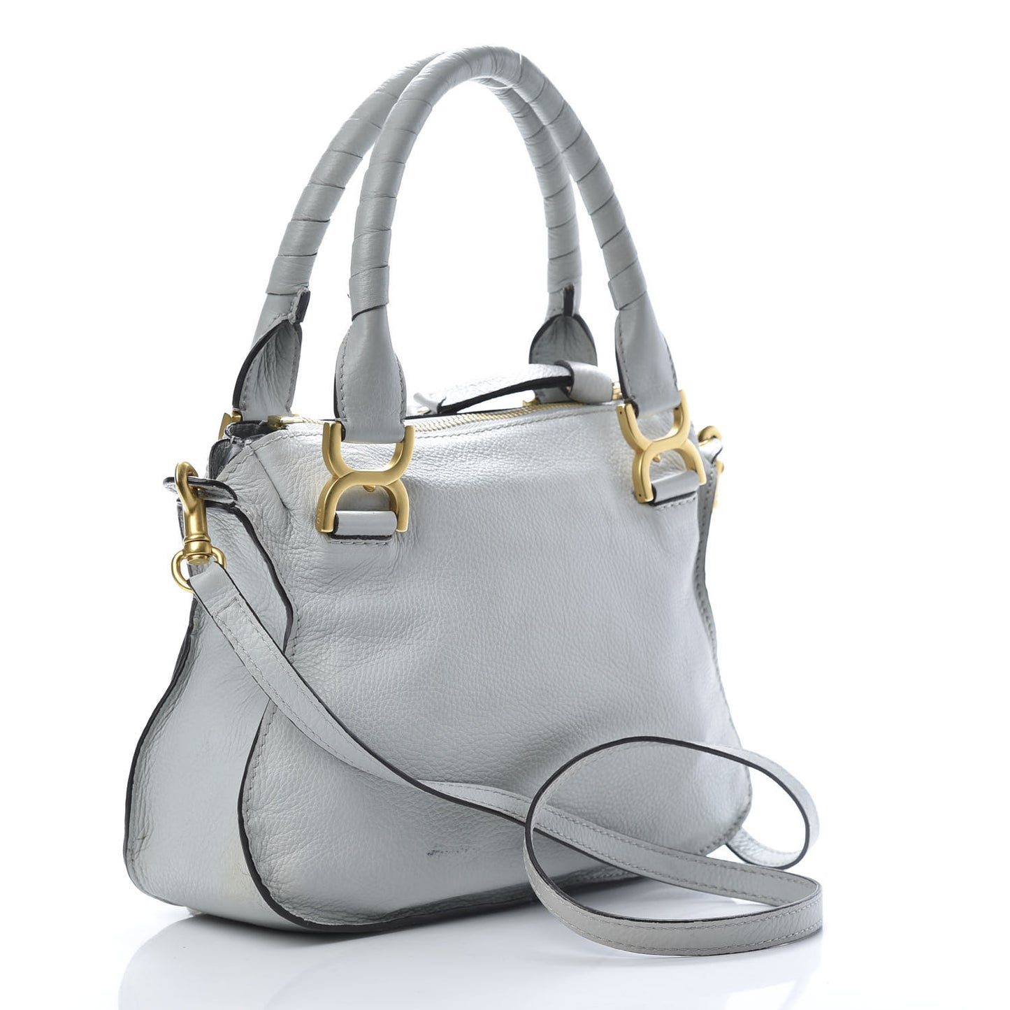 Calfskin Small Marcie Satchel Airy Grey