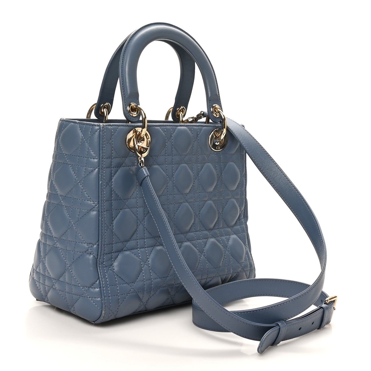 Christian Dior Lambskin Cannage Medium Lady Dior Denim Blue 3 of 12