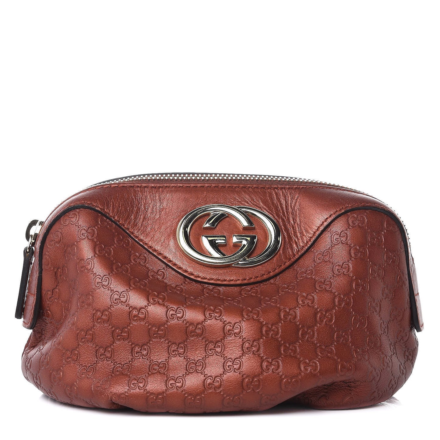 Metallic Microguccissima GG Cosmetic Case Burnt Orange