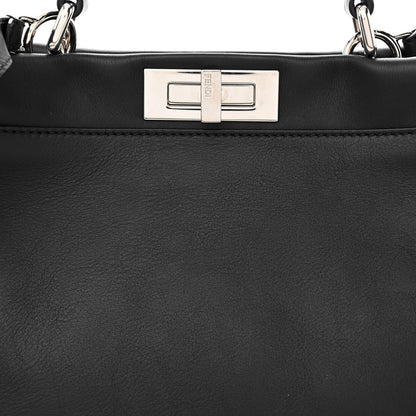 Fendi Vitello Seta Snakeskin Crocodile Monster Eyes Medium Peekaboo Iconic Satchel Black Girasole 11 of 15