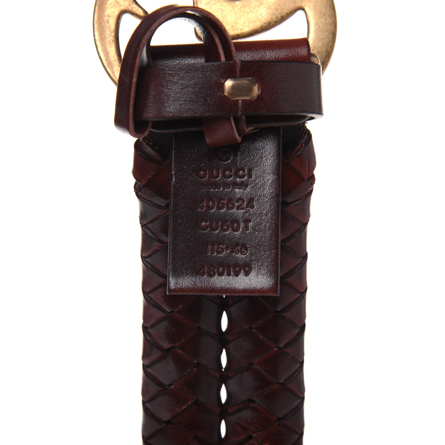 Gucci Calfskin Braided Double G 40mm Belt 115 46 Cuoio Bruciato 3 of 5