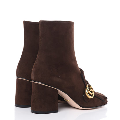 Gucci Kid Scamosciato GG Marmont Fringe 75mm Ankle Boots 38 Cocoa 4 of 9