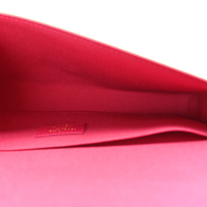 Louis Vuitton Damier Azur Studded Pochette Felicie Chain Wallet Fuchsia 6 of 9