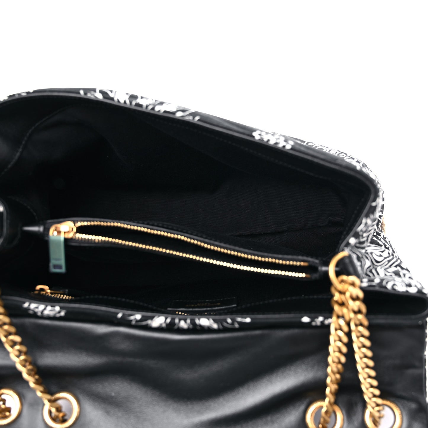 Canvas Bandana Medium Loulou Chain Satchel Black White