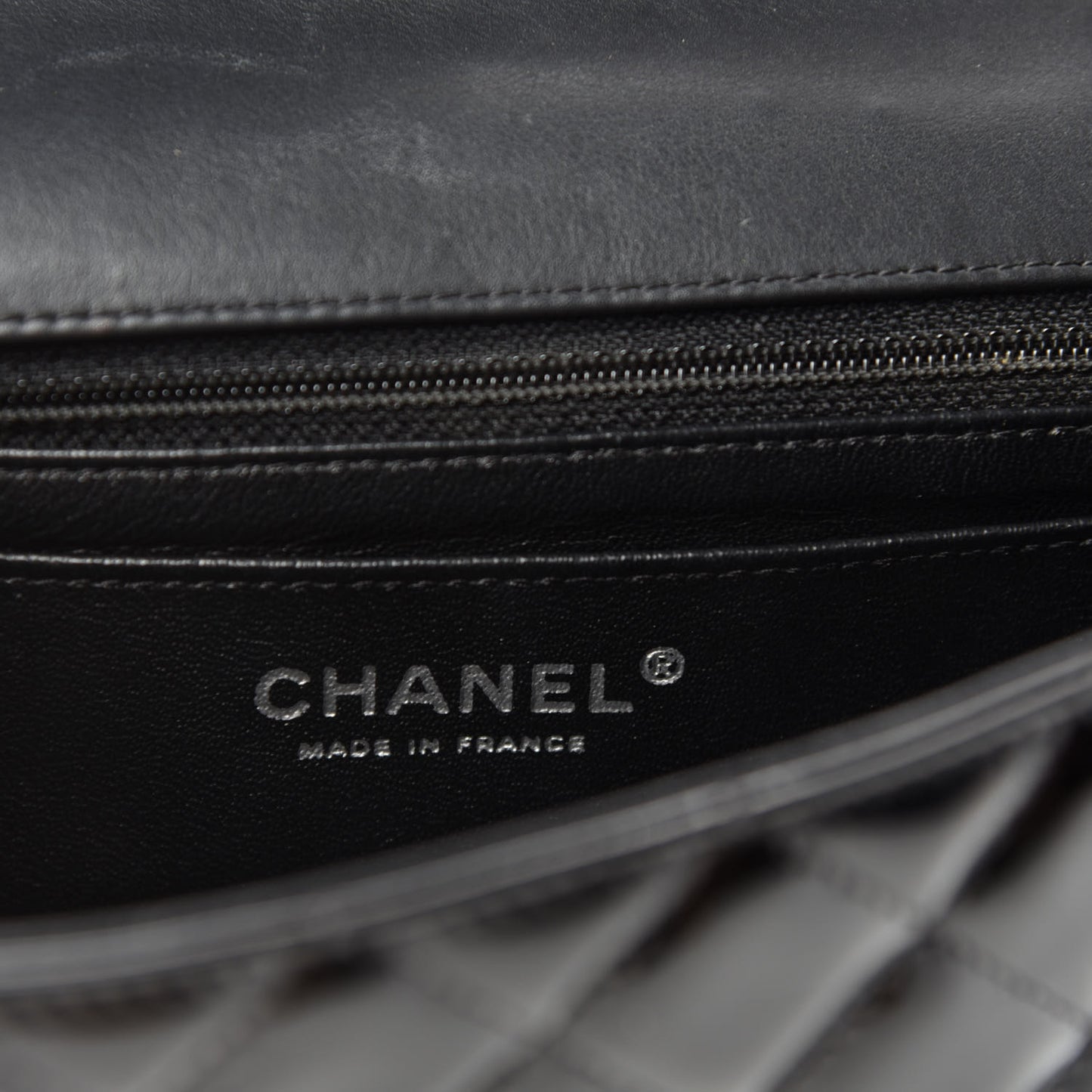 Patent Calfskin Quilted Mini Rectangular Flap Black