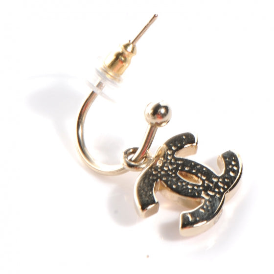 Chanel Crystal CC Hoop Earrings Gold 4 of 5