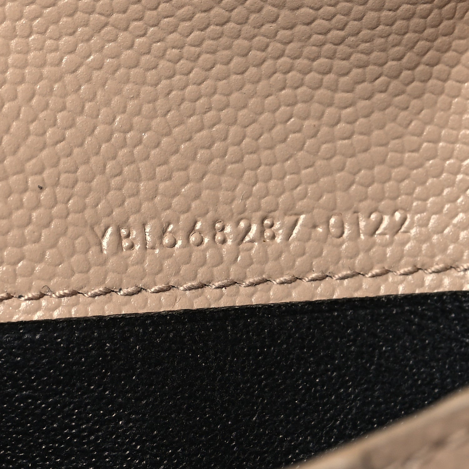 Saint Laurent Grain De Poudre Matelasse Chevron Monogram Zipped Card Case Dark Beige 8 of 9