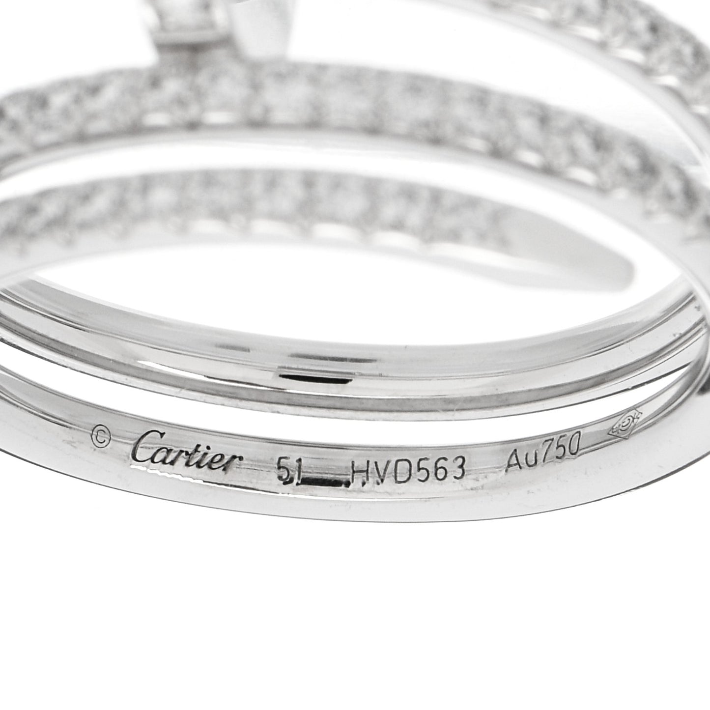 18K White Gold Diamond Double Juste Un Clou Paved Ring 51 5.75