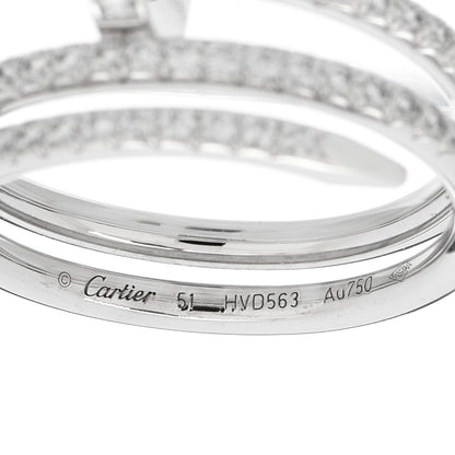 Cartier 18K White Gold Diamond Double Juste Un Clou Paved Ring 51 5.75 5 of 6