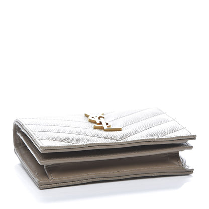 Saint Laurent Grain De Poudre Matelasse Chevron Cassandre Card Case Fog 4 of 10