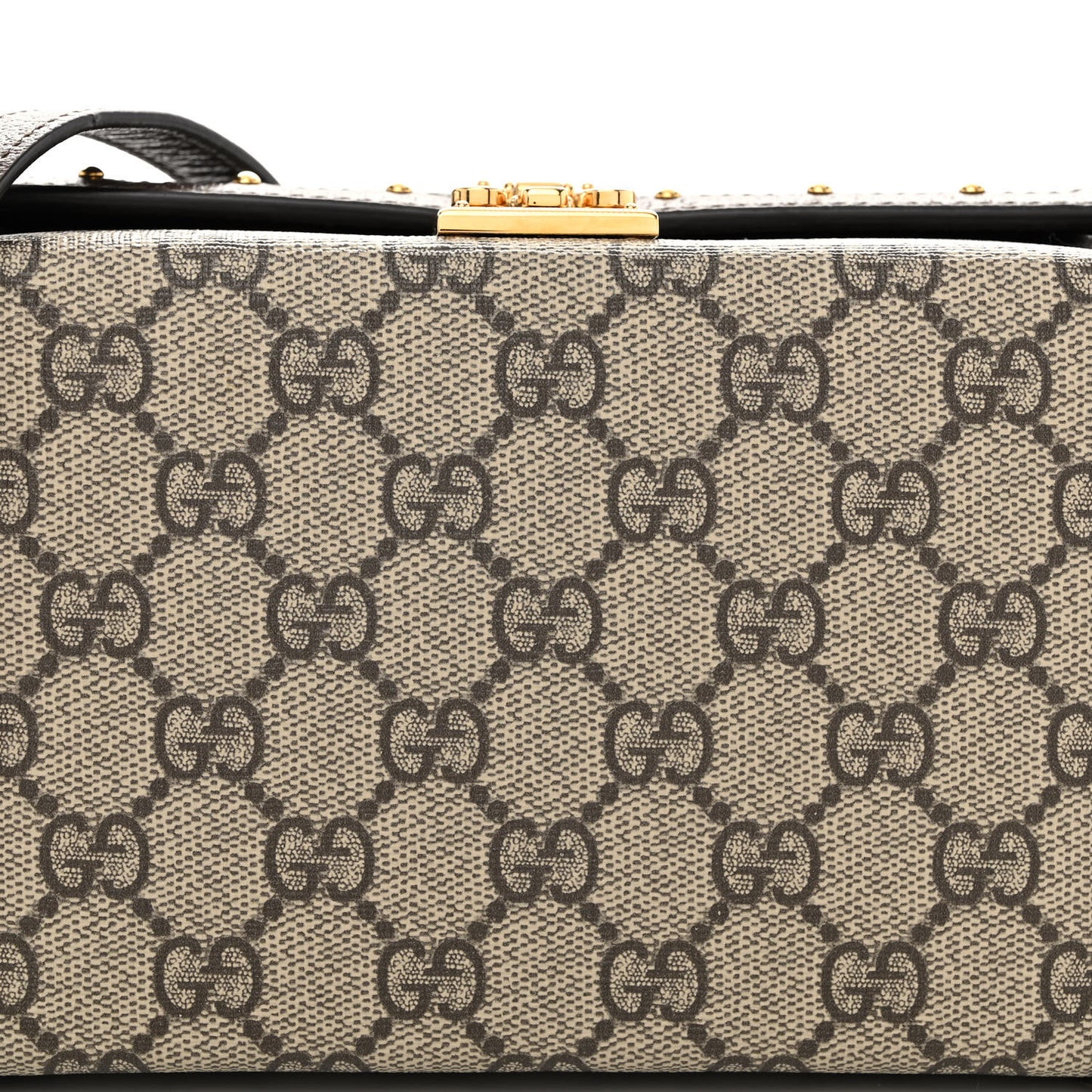 GG Supreme Monogram Textured Dollar Calfskin Mini Trunk Shoulder Bag Beige Ebony New Acero