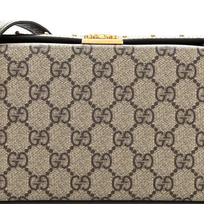 Gucci GG Supreme Monogram Textured Dollar Calfskin Mini Trunk Shoulder Bag Beige Ebony New Acero 7 of 9