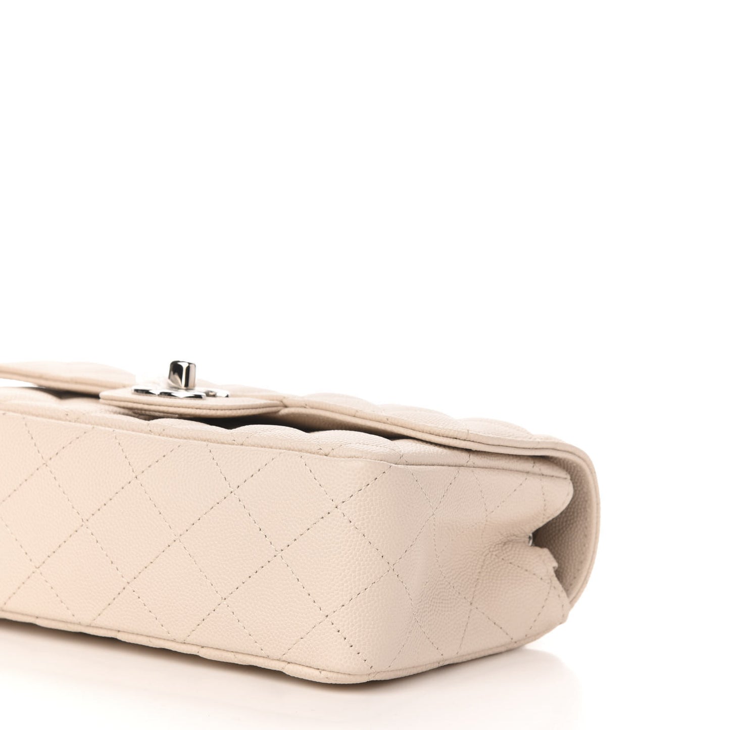 Caviar Quilted Mini Rectangular Flap Light Beige