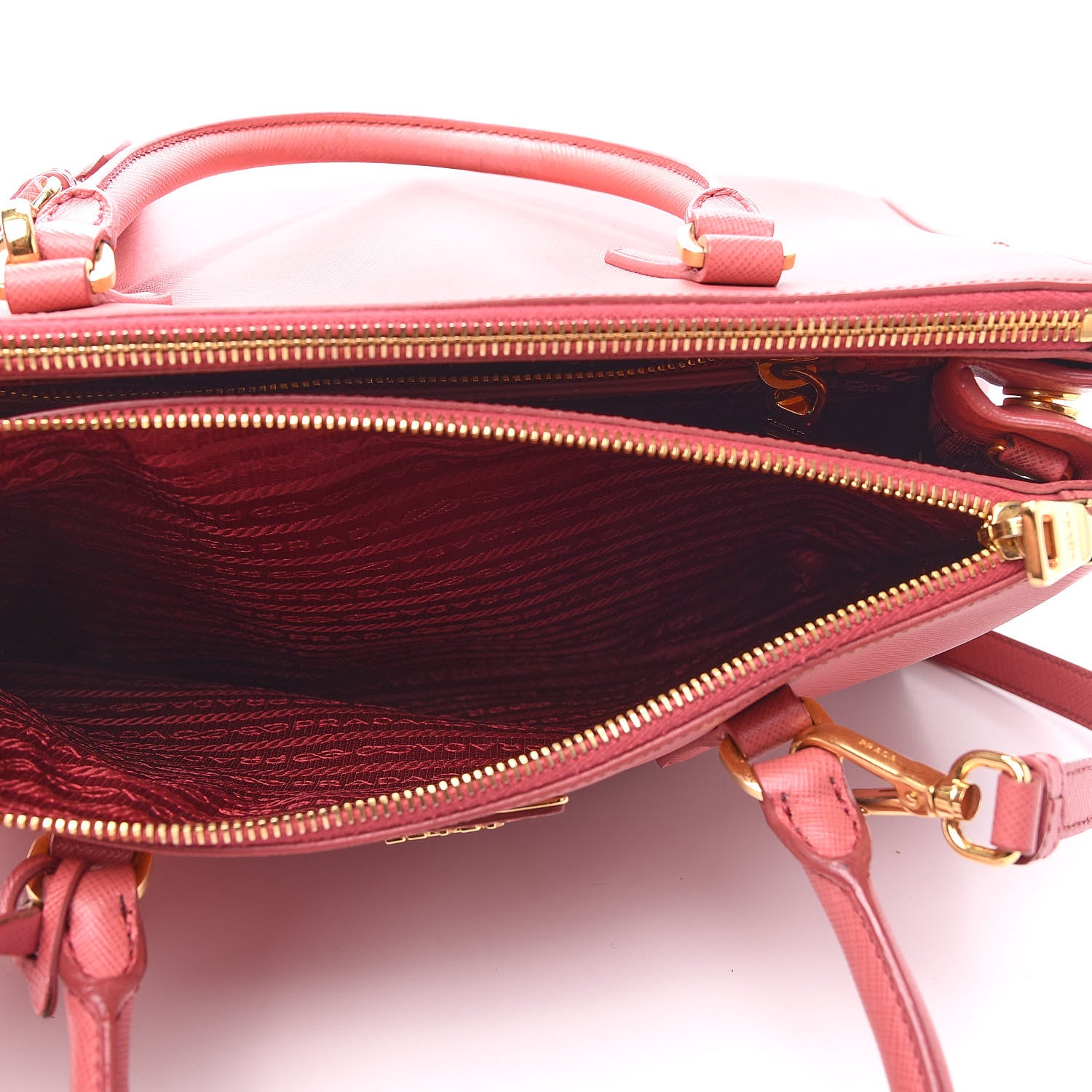 Prada Saffiano Small Galleria Double Zip Tote Fuxia 8 of 14