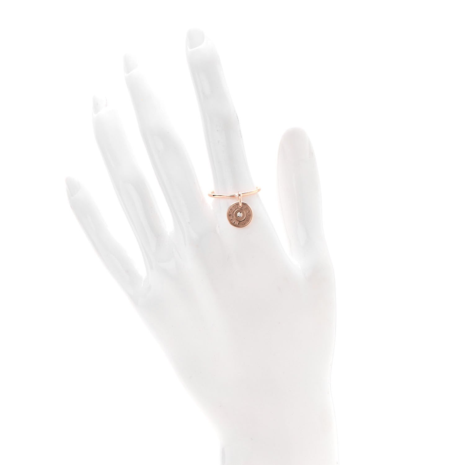 Hermes 18K Rose Gold Diamond Gambade Ring 49 5 2 of 6