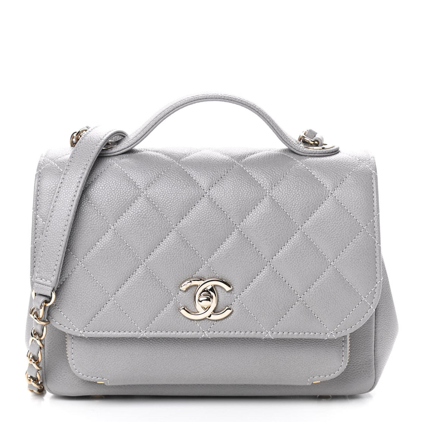 Caviar Quilted Medium Business Affinity Flap Grey