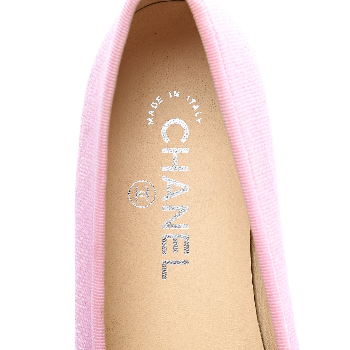 Iridescent Fabric Lambskin Cap Toe Ballerina Flats 37.5 Pink Light Grey