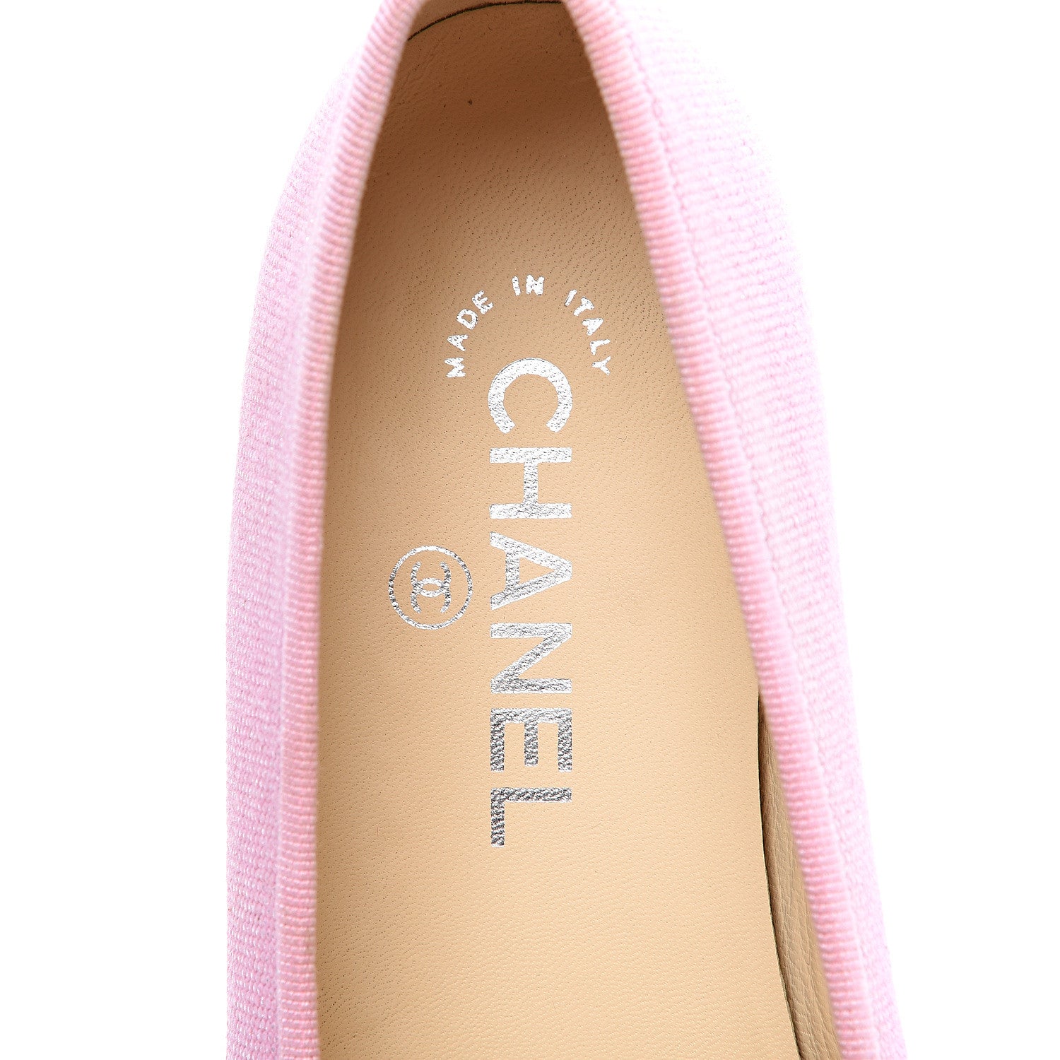 Chanel Iridescent Fabric Lambskin Cap Toe Ballerina Flats 37.5 Pink Light Grey 8 of 11