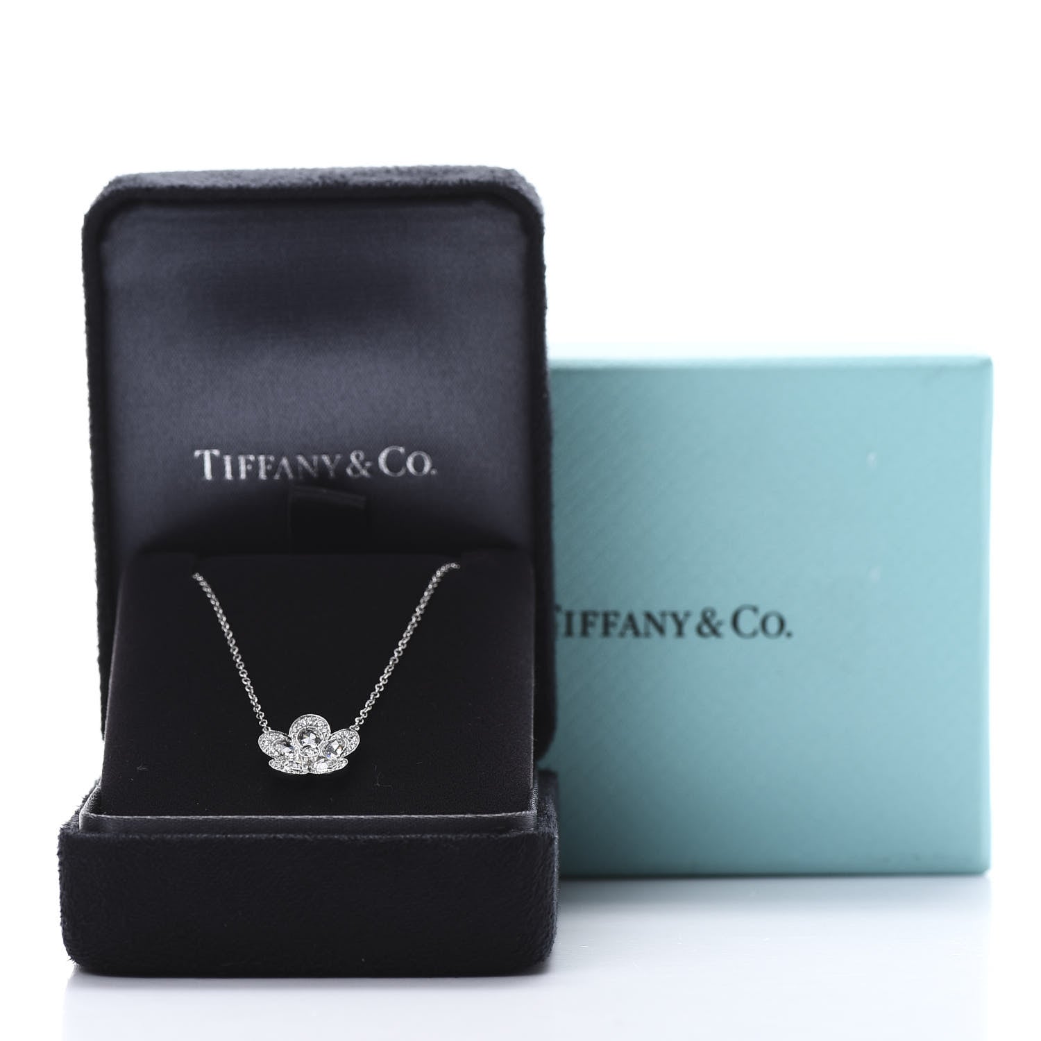 Tiffany Platinum Diamond Small Enchant Flower Pendant Necklace 6 of 6