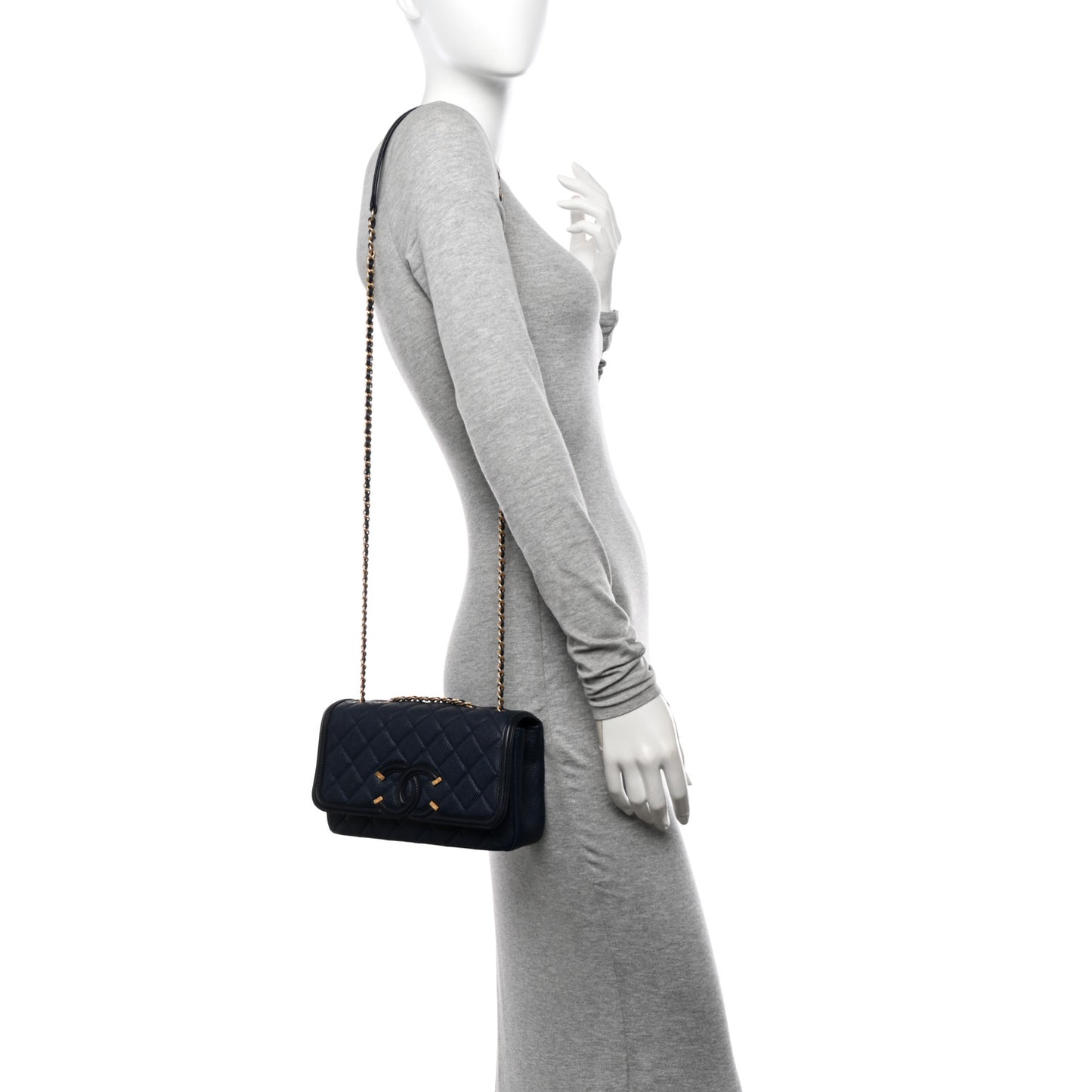 Caviar Quilted Small CC Filigree Flap Black
