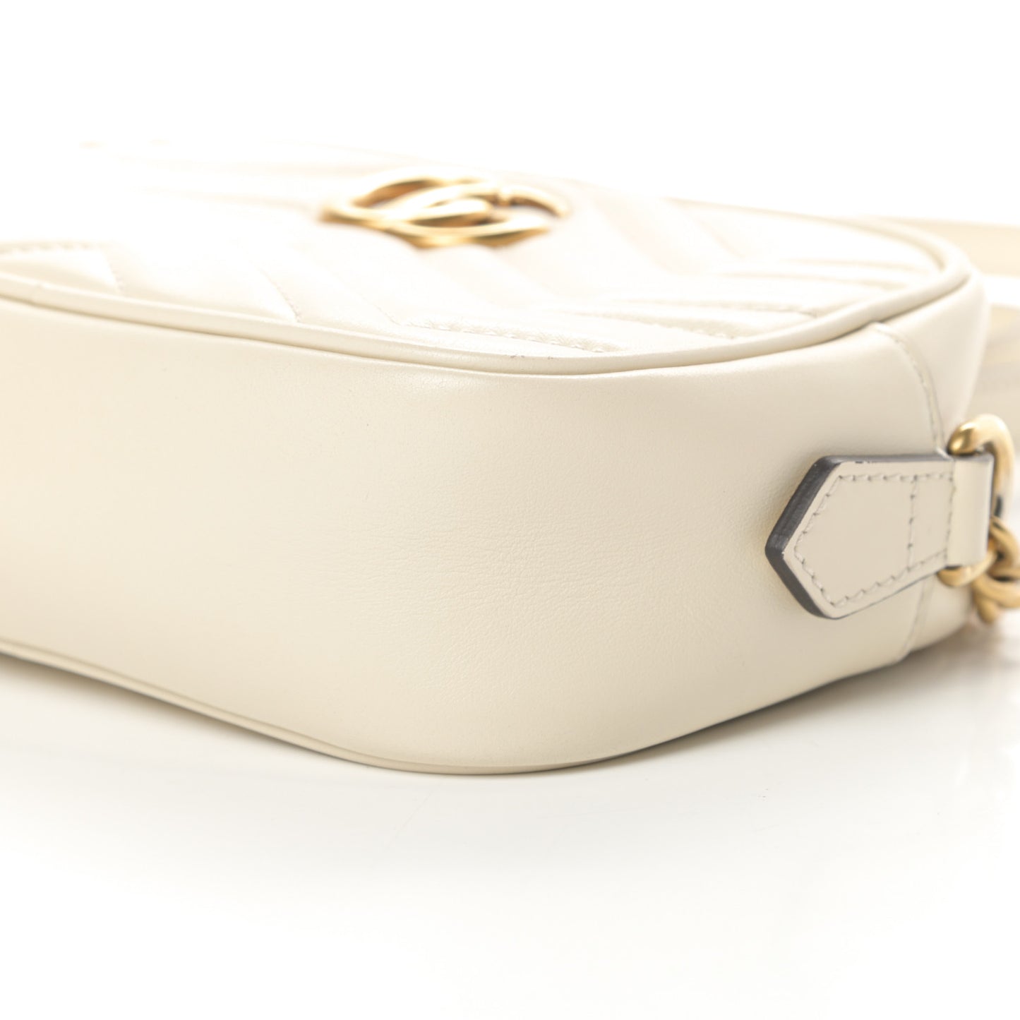 Calfskin Matelasse Mini GG Marmont Chain Shoulder Bag White