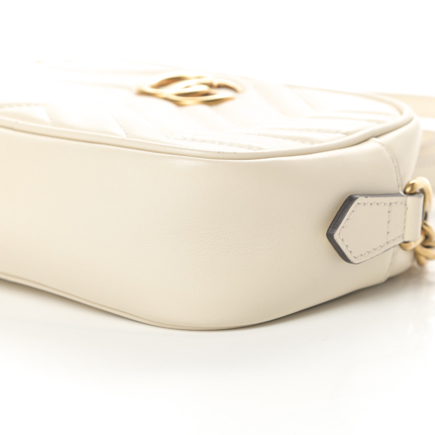 Gucci Calfskin Matelasse Mini GG Marmont Chain Shoulder Bag White 10 of 14