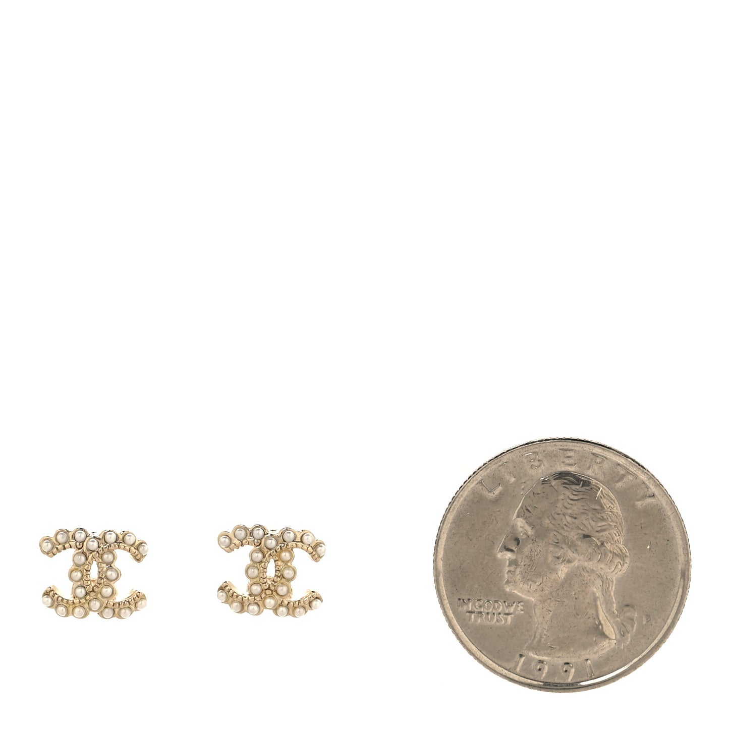 Metal Graduated Pearl Crystal CC Earrings Light Gold