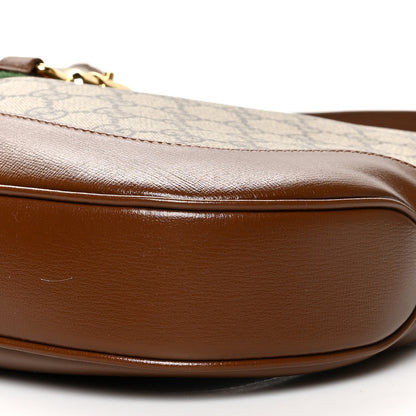 Gucci GG Supreme Monogram Azalea Calfskin Web Medium Jackie 1961 Hobo Beige Ebony Brown Sugar 10 of 11