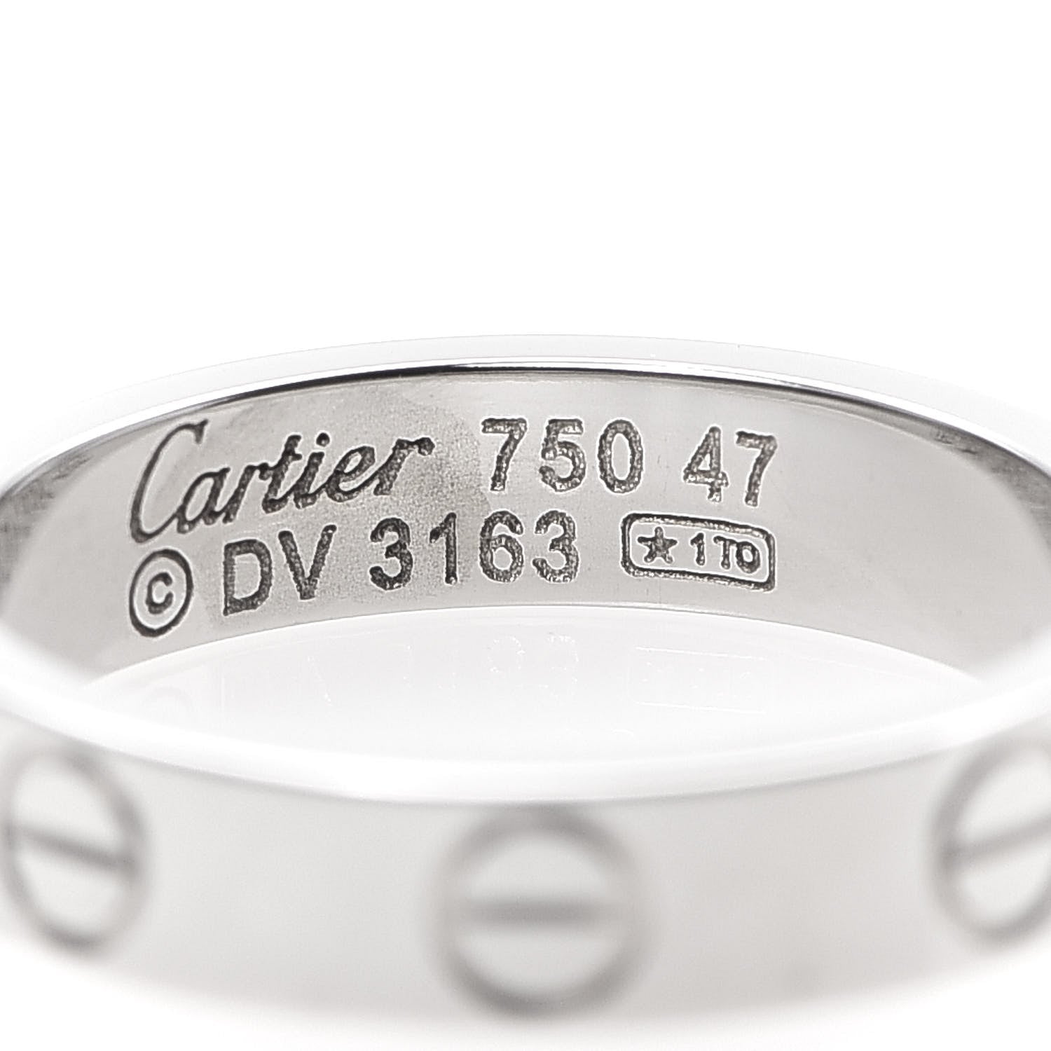 Cartier 18K White Gold 3.5mm LOVE Wedding Band Ring 47 4 4 of 4