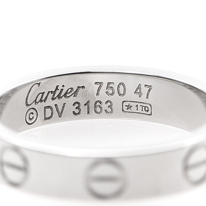 Cartier 18K White Gold 3.5mm LOVE Wedding Band Ring 47 4 4 of 4