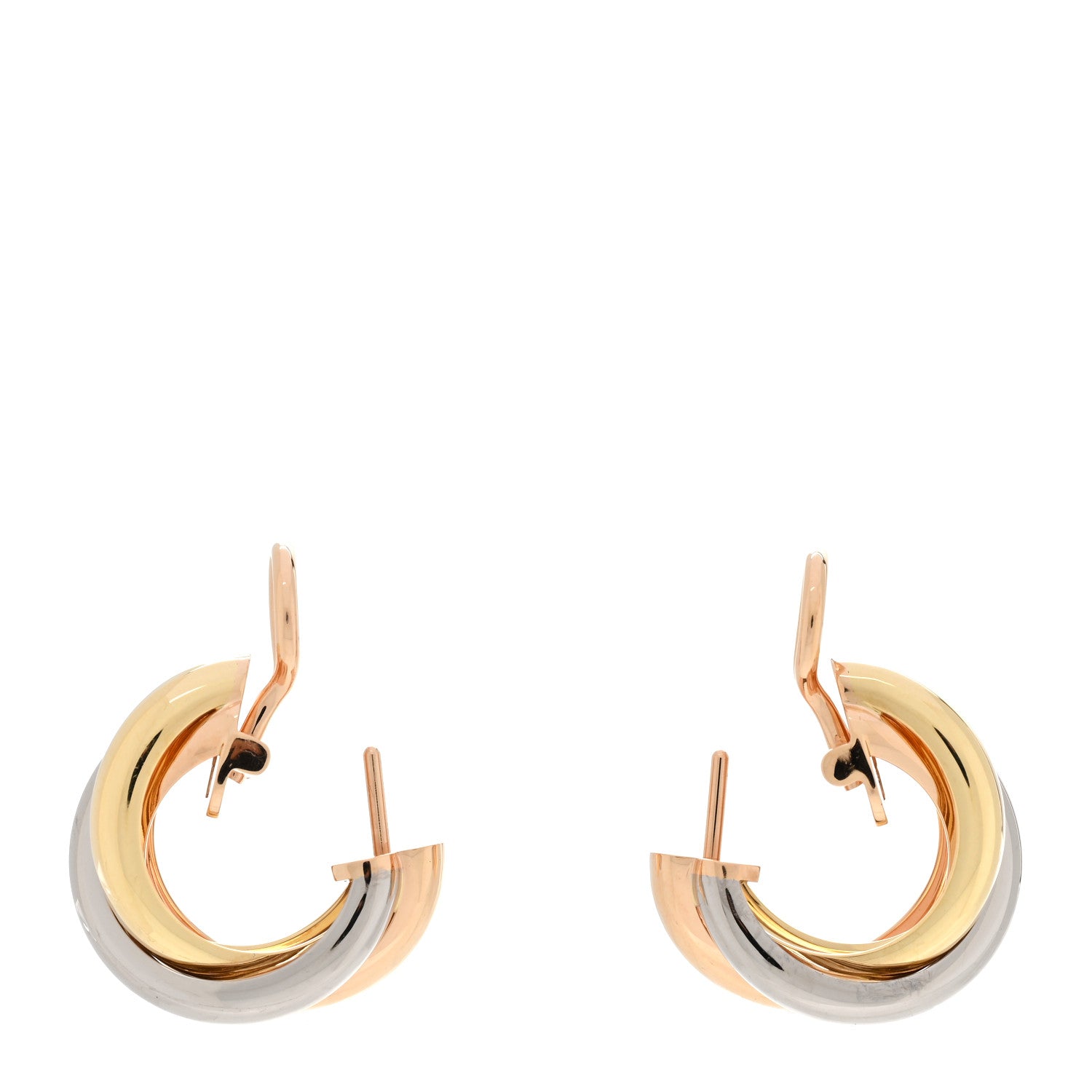 Cartier 18K Pink Yellow White Gold Small Trinity Earrings 3 of 7